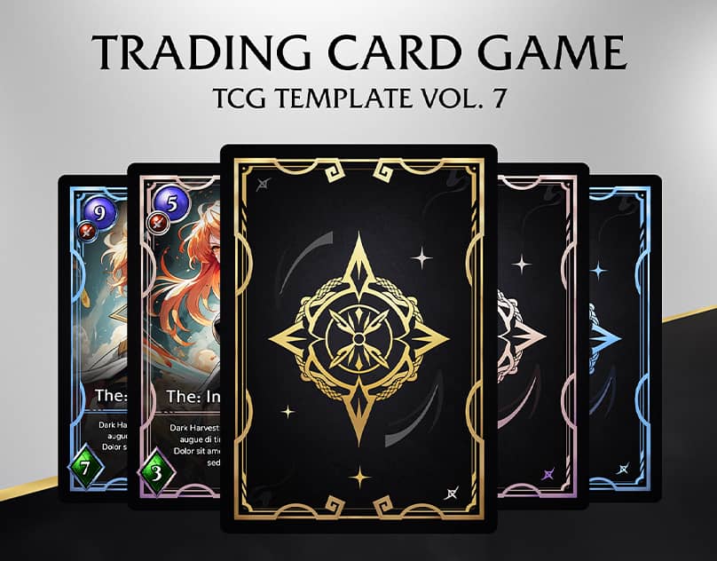 Trading Card Game (TCG/CCG) Template – Modern Anime Celestial Style Vol.7