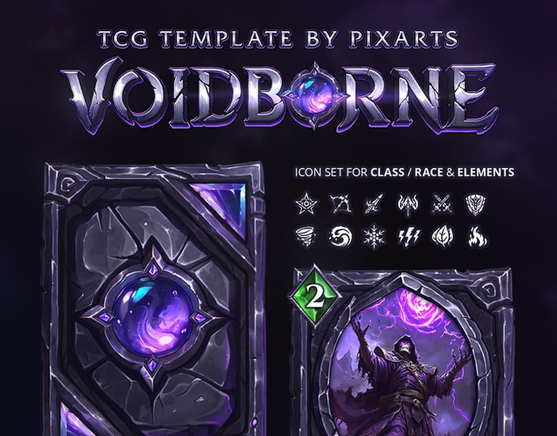 Trading Card Game (TCG) Template – Voidborne Dark Stone Style Vol.4