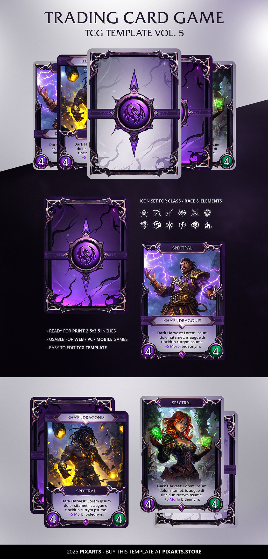 Trading Card Game (TCG / CCG) Template - Vol. 5