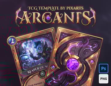 Trading Card Game (TCG) Template – Arcanis Golden Magic Style Vol.3