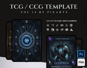 Trading Card Game (TCG) Template – Dark Steel Runic Style Vol.14