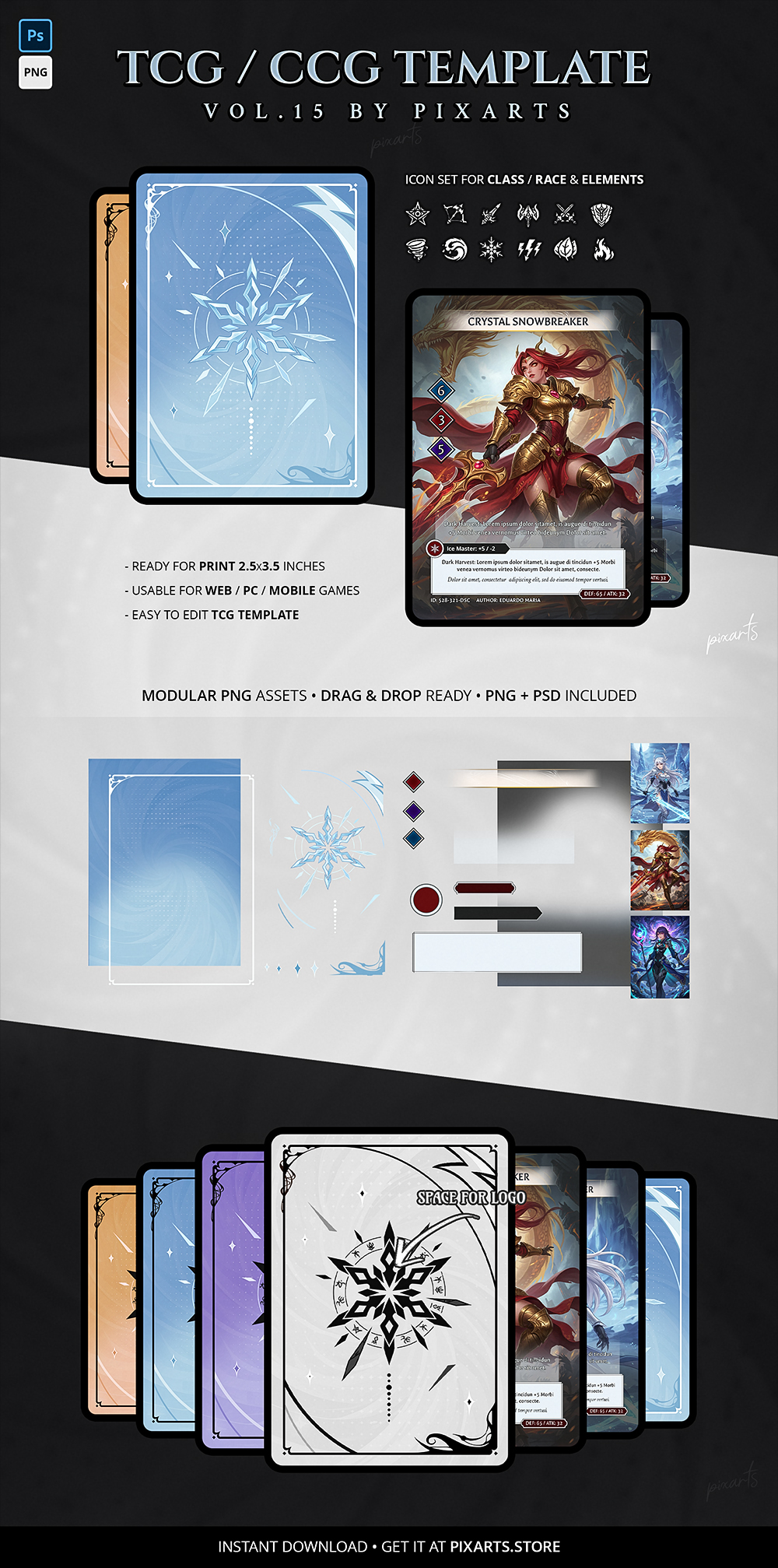 Trading Card Game (TCG) Template – Modern Anime Gacha Vol.15