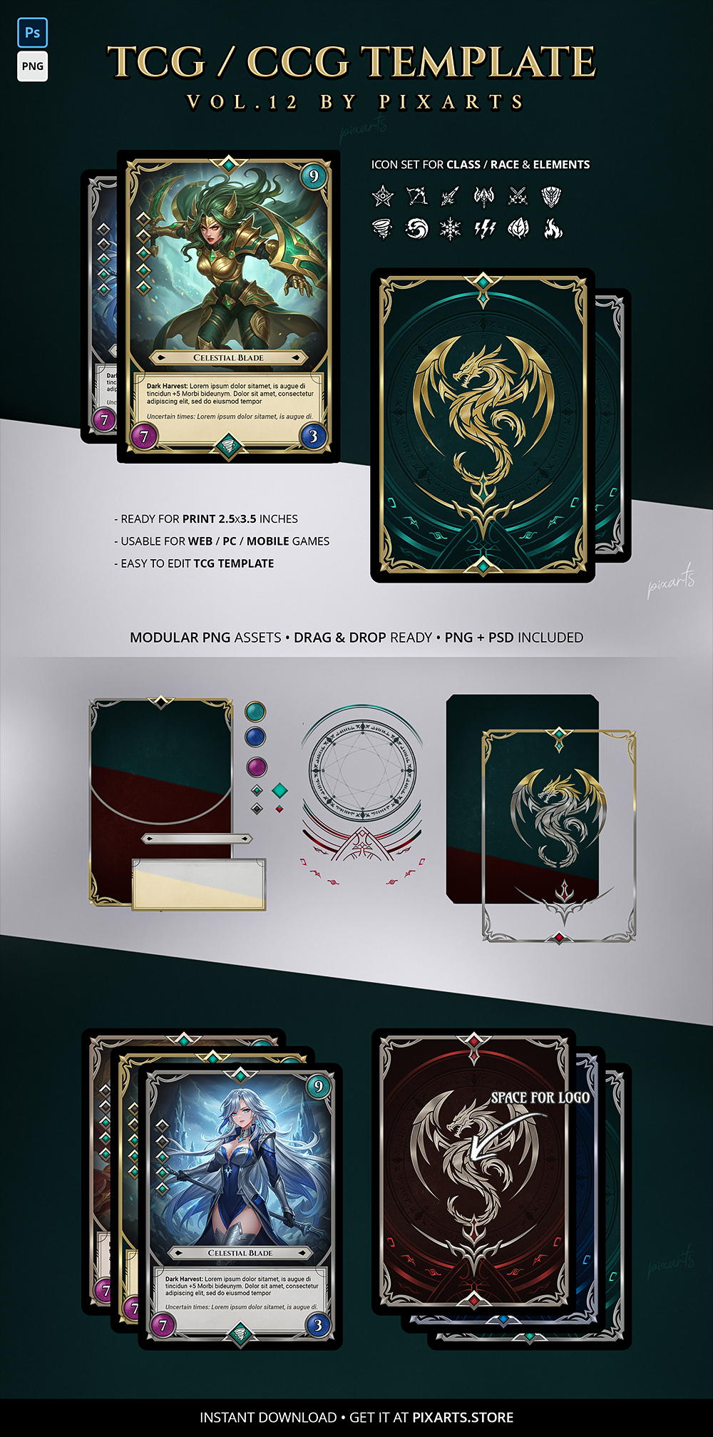 Trading Card Game (TCG) Template – Royal Dragon Fantasy Vol.12