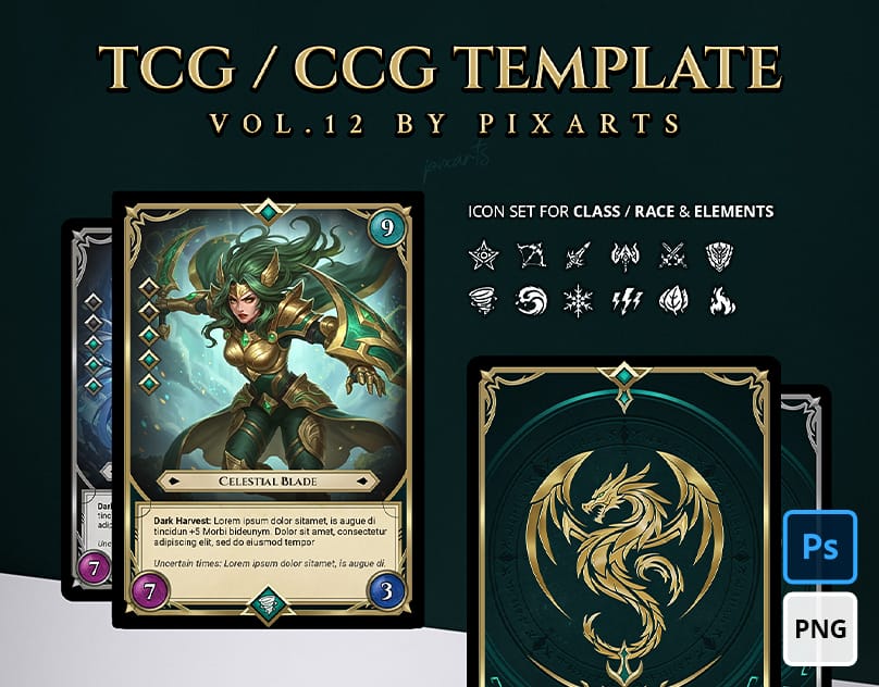 Trading Card Game (TCG) Template – Royal Dragon Fantasy Vol.12