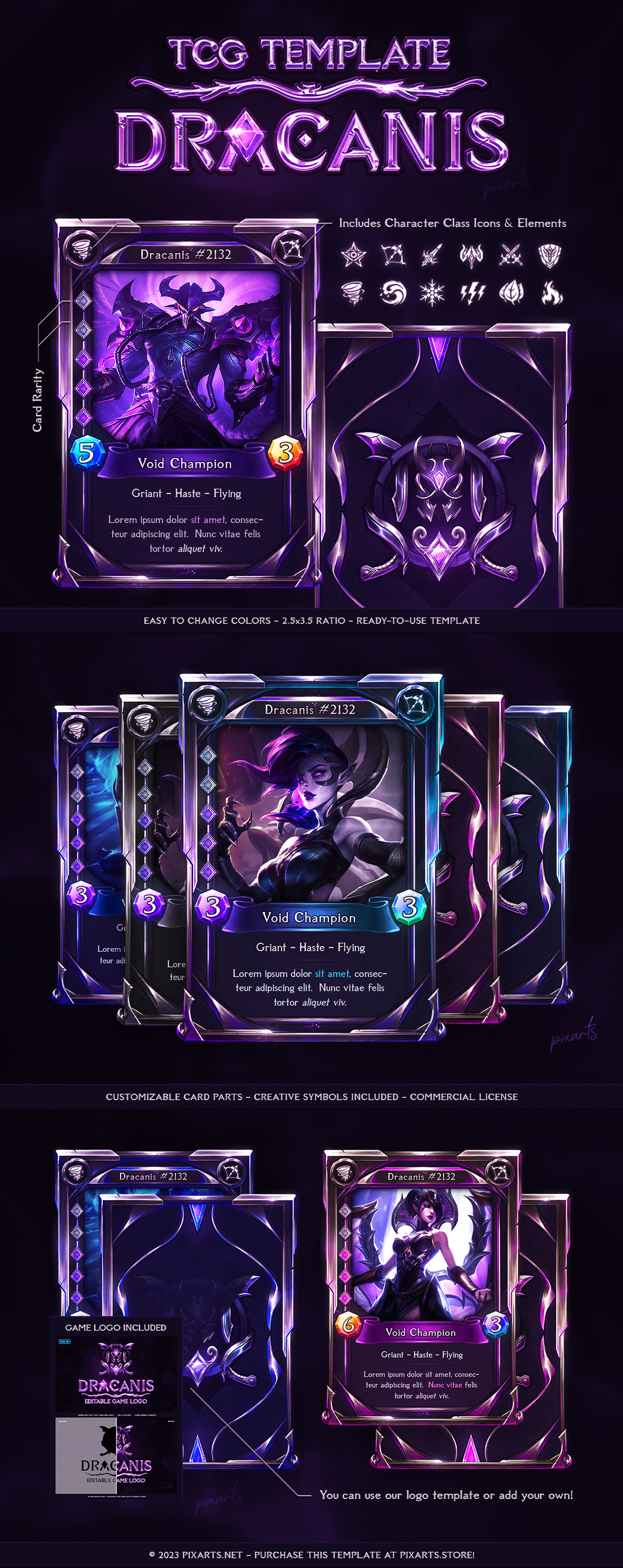 Trading Card Game (TCG) Template - Dracanis