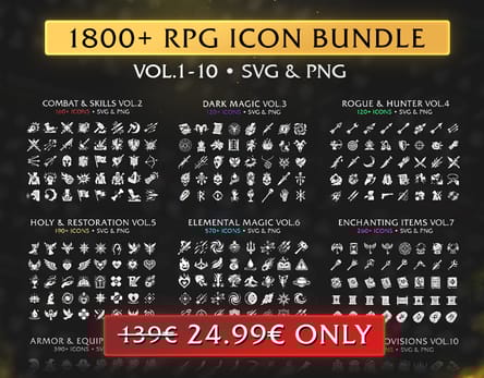 Ultimate RPG Game Icon Mega Bundle – 1800+ Vectors (SVG & PNG) Vol. 1-10