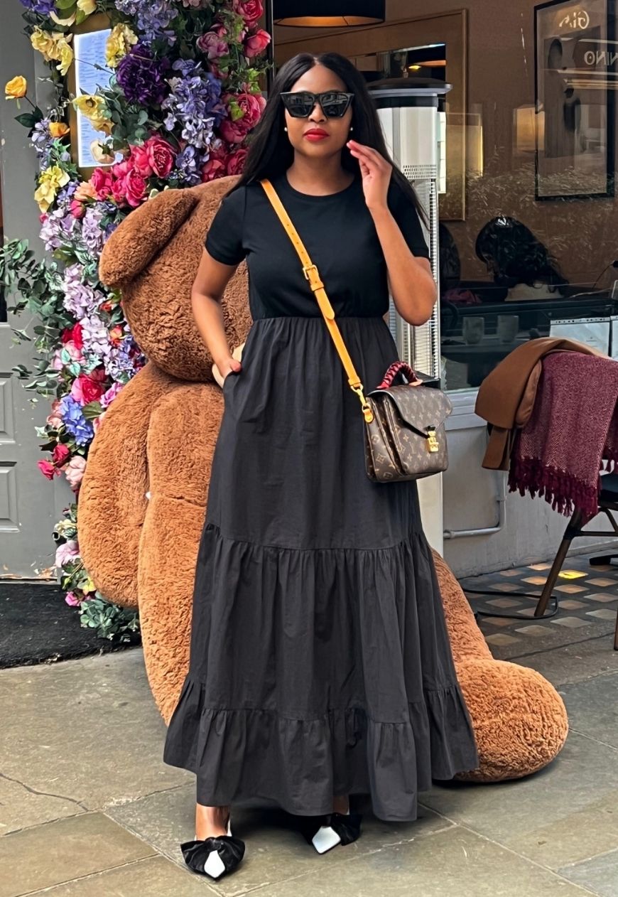 Black Cotton Maxi Dress