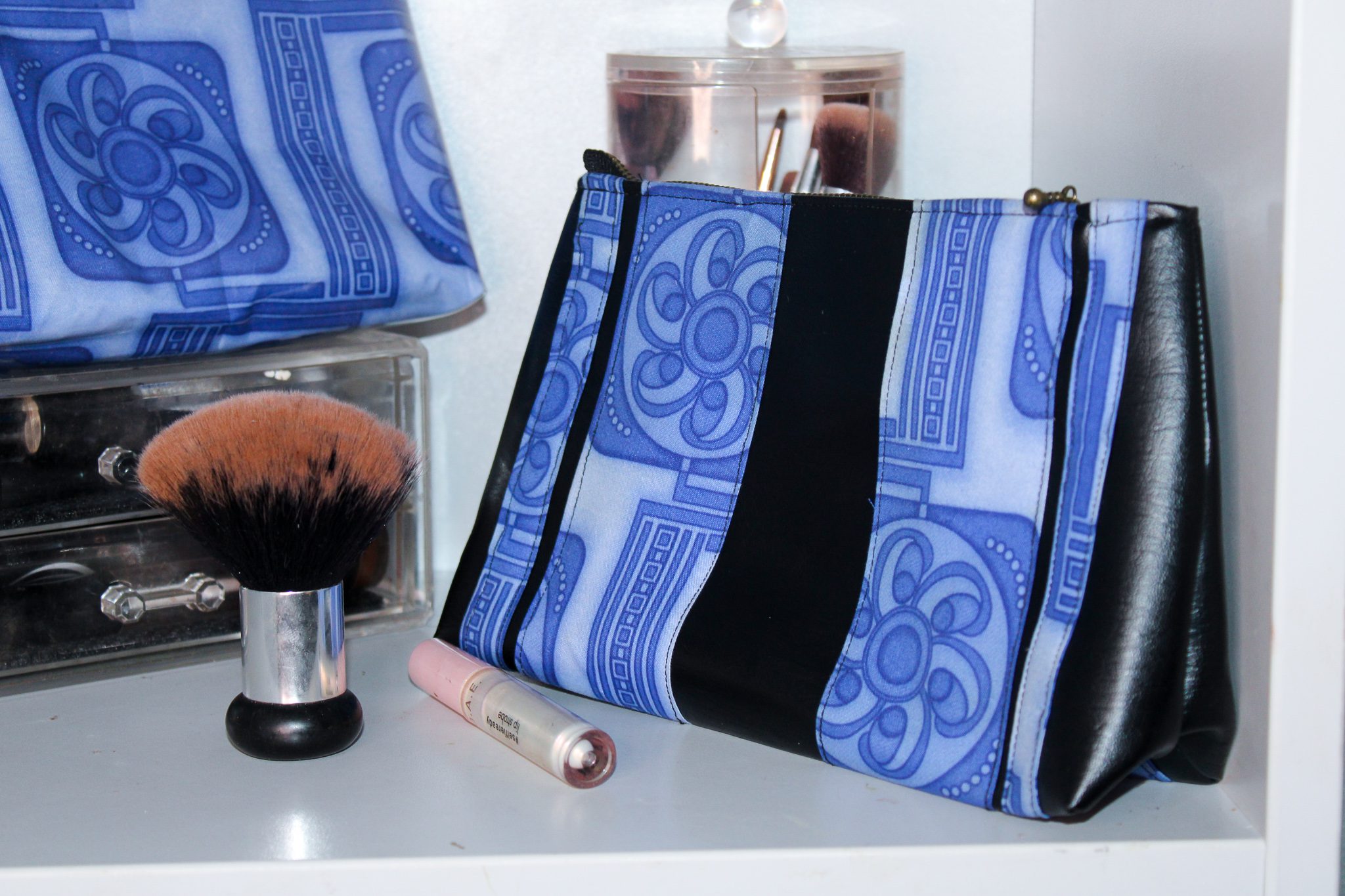 Ankara Print Cosmetic Bag - Blue Duo Set