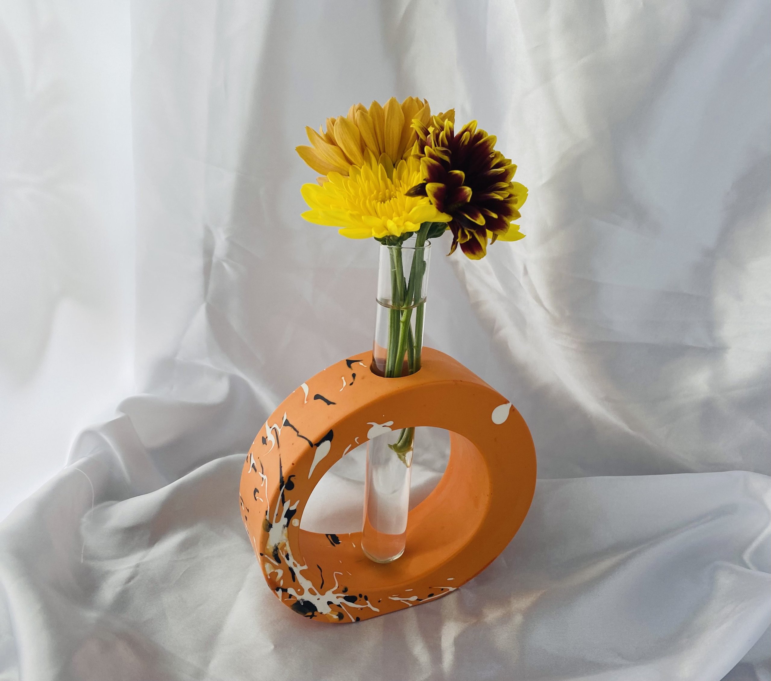 Round Orange Decorative Vase