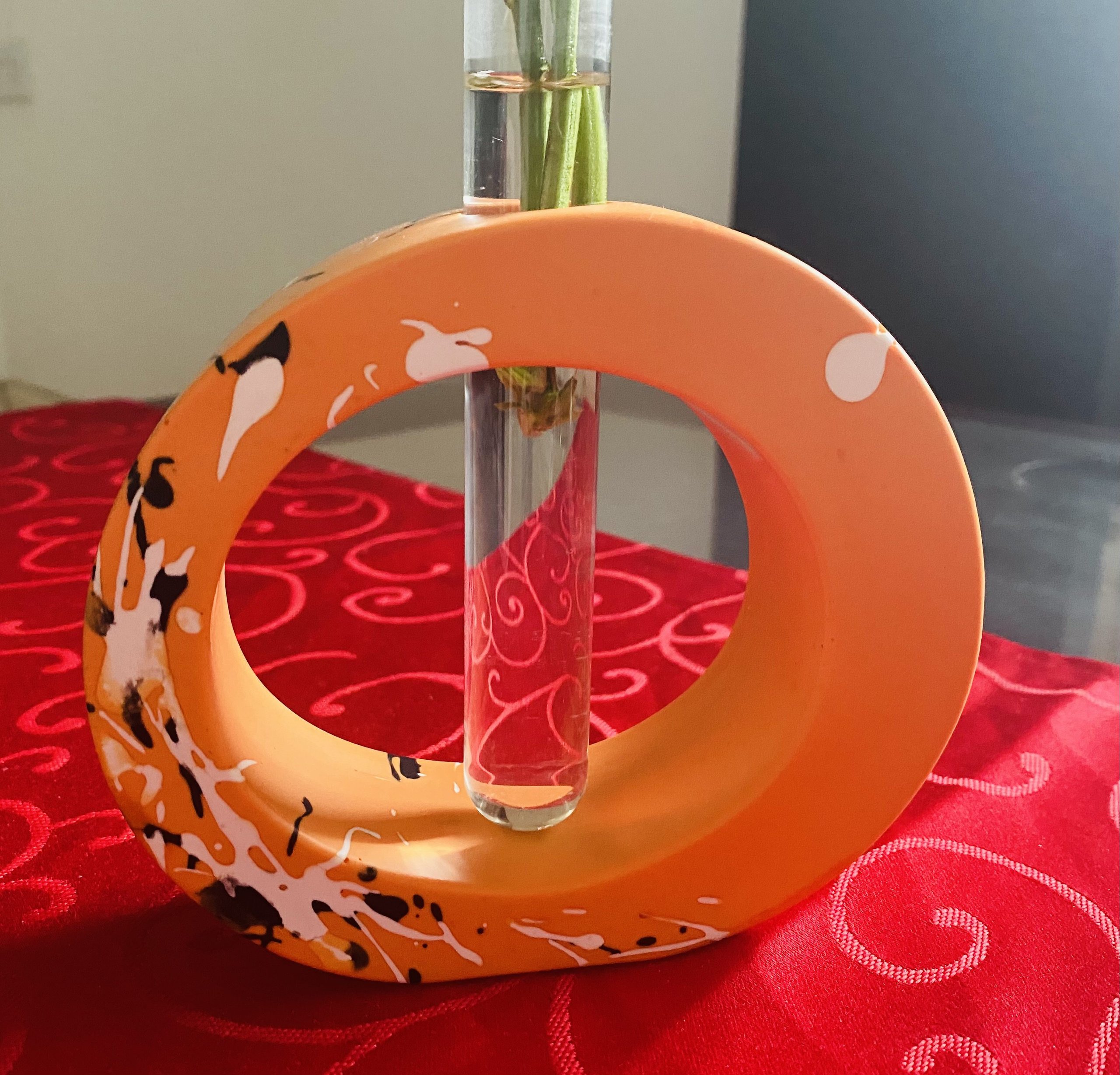 Round Orange Decorative Vase