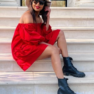 Red Off Shoulder Dress