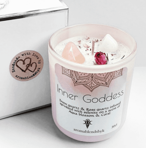 Inner Goddess Crystal Candle, crystal candle, candles with crystals inside
