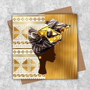 Pack of 4 gold white mudcloth headwrap printed cards