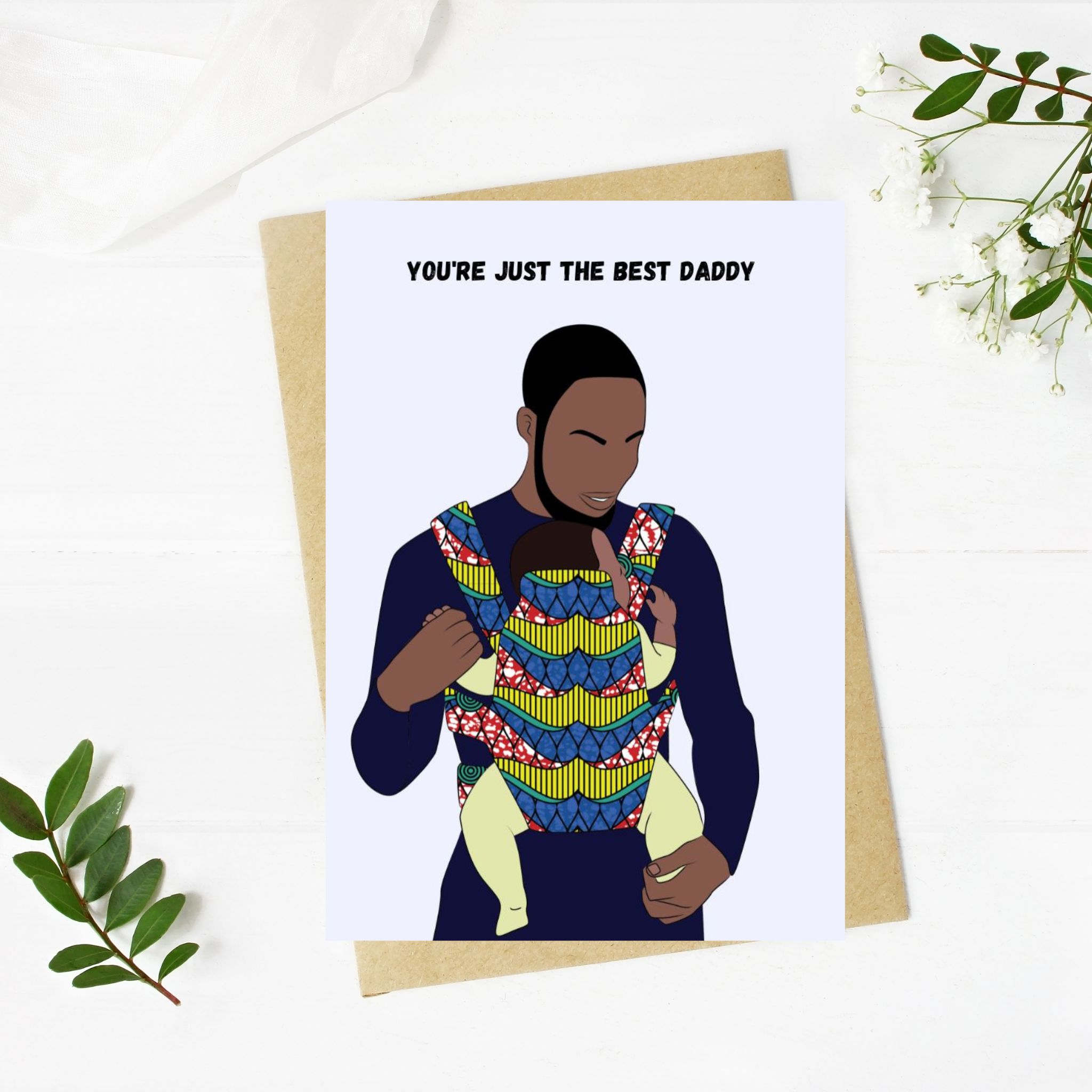 Black Father With Baby card, black greeting cards, cultural cards, the best dad card