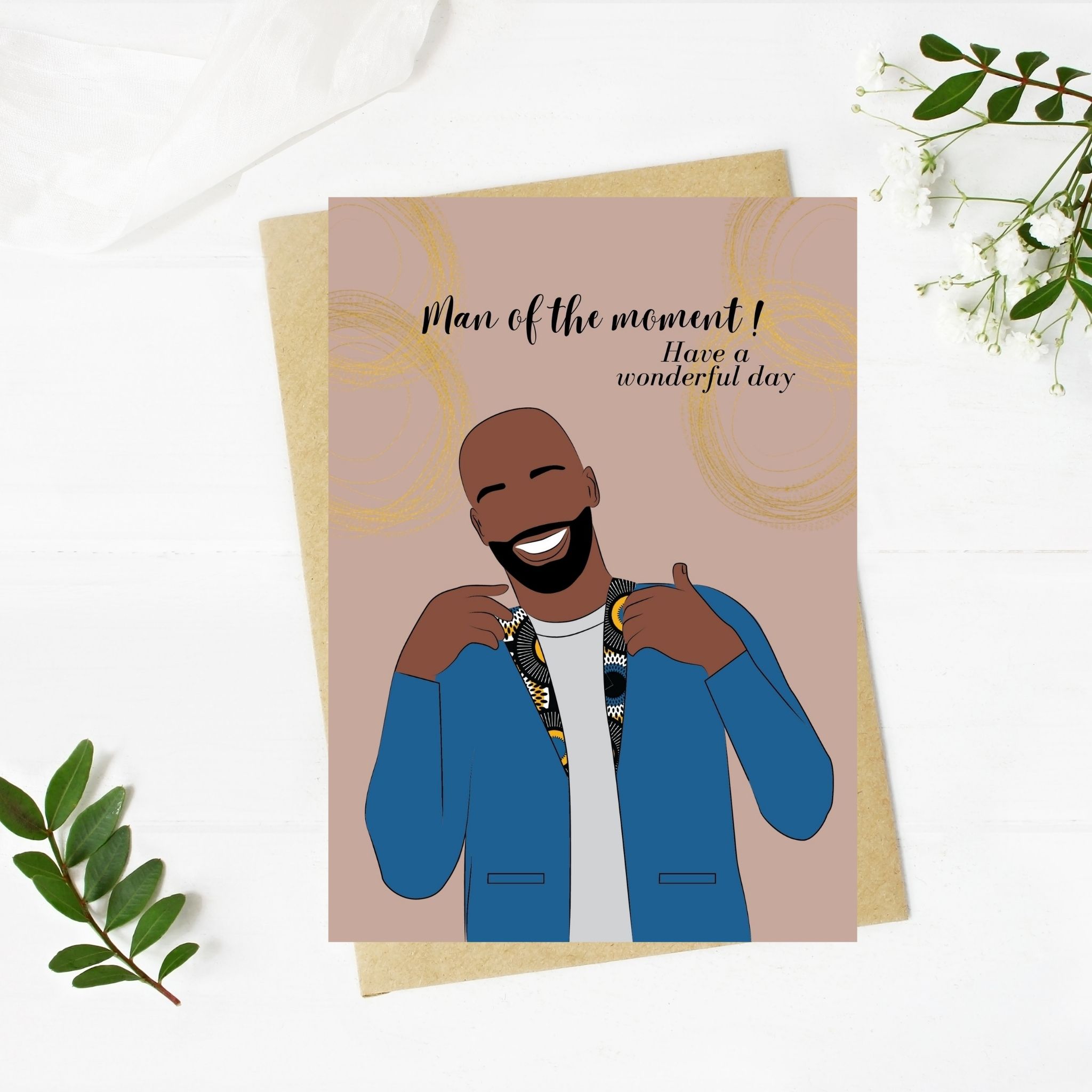 Black Bald Man – Greeting Card