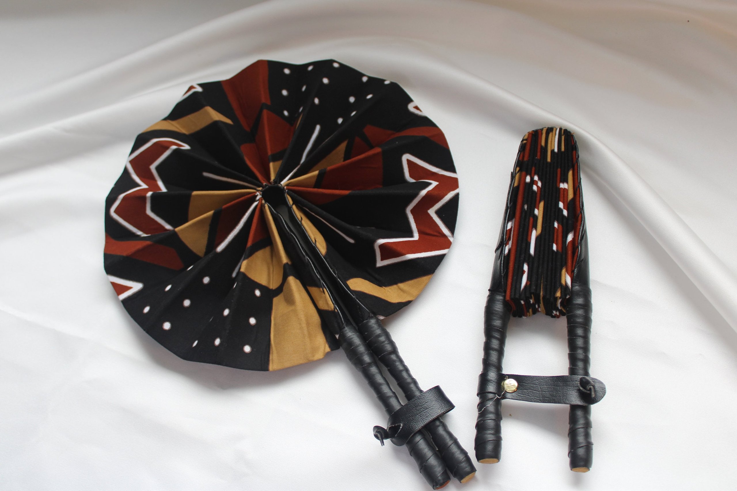 African Ankara Print Handheld Folding Fan – Rich Brown Wax Print