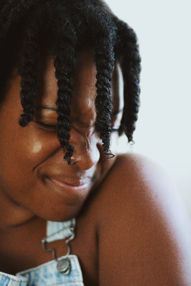 Woman with natural black hair