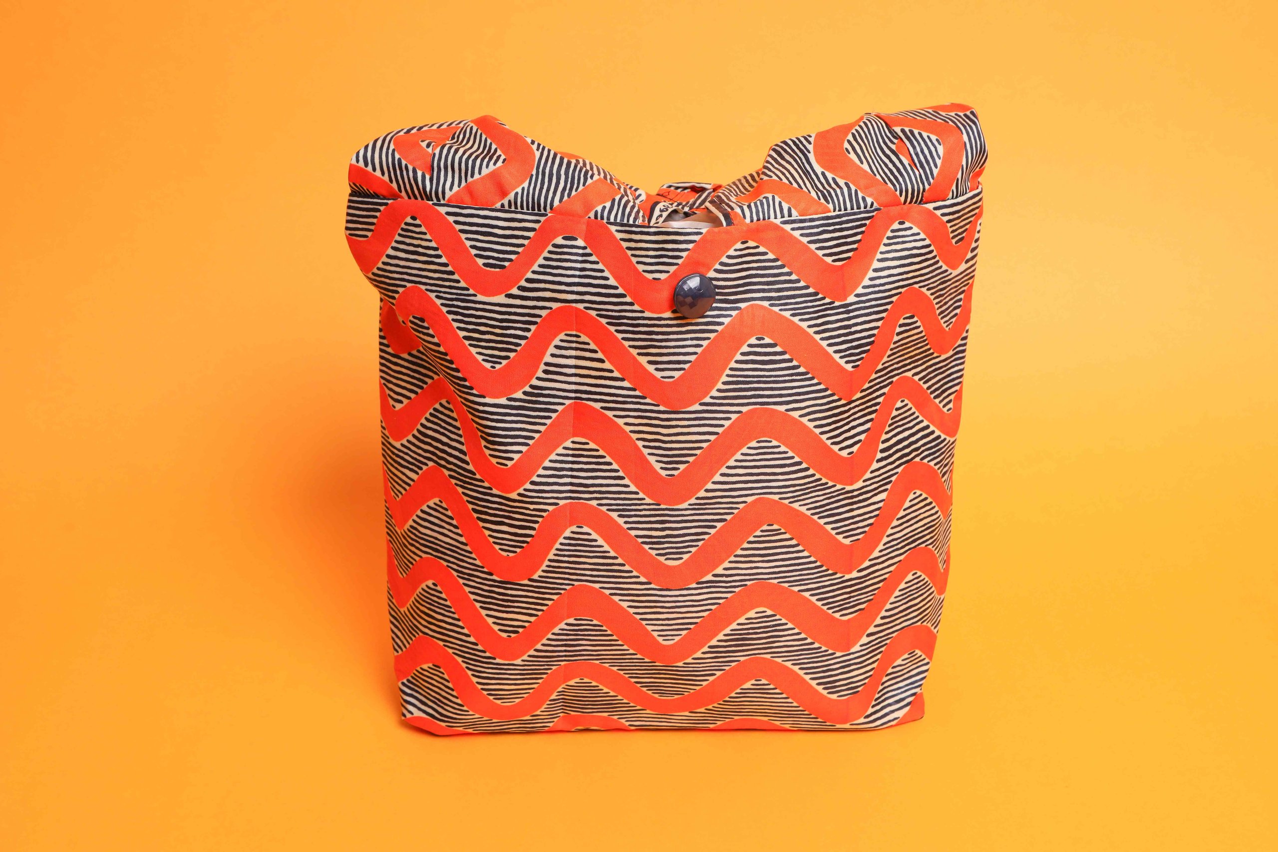 Orange Handmade Fabric African Print Bag
