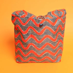 Orange Handmade Fabric African Print Bag