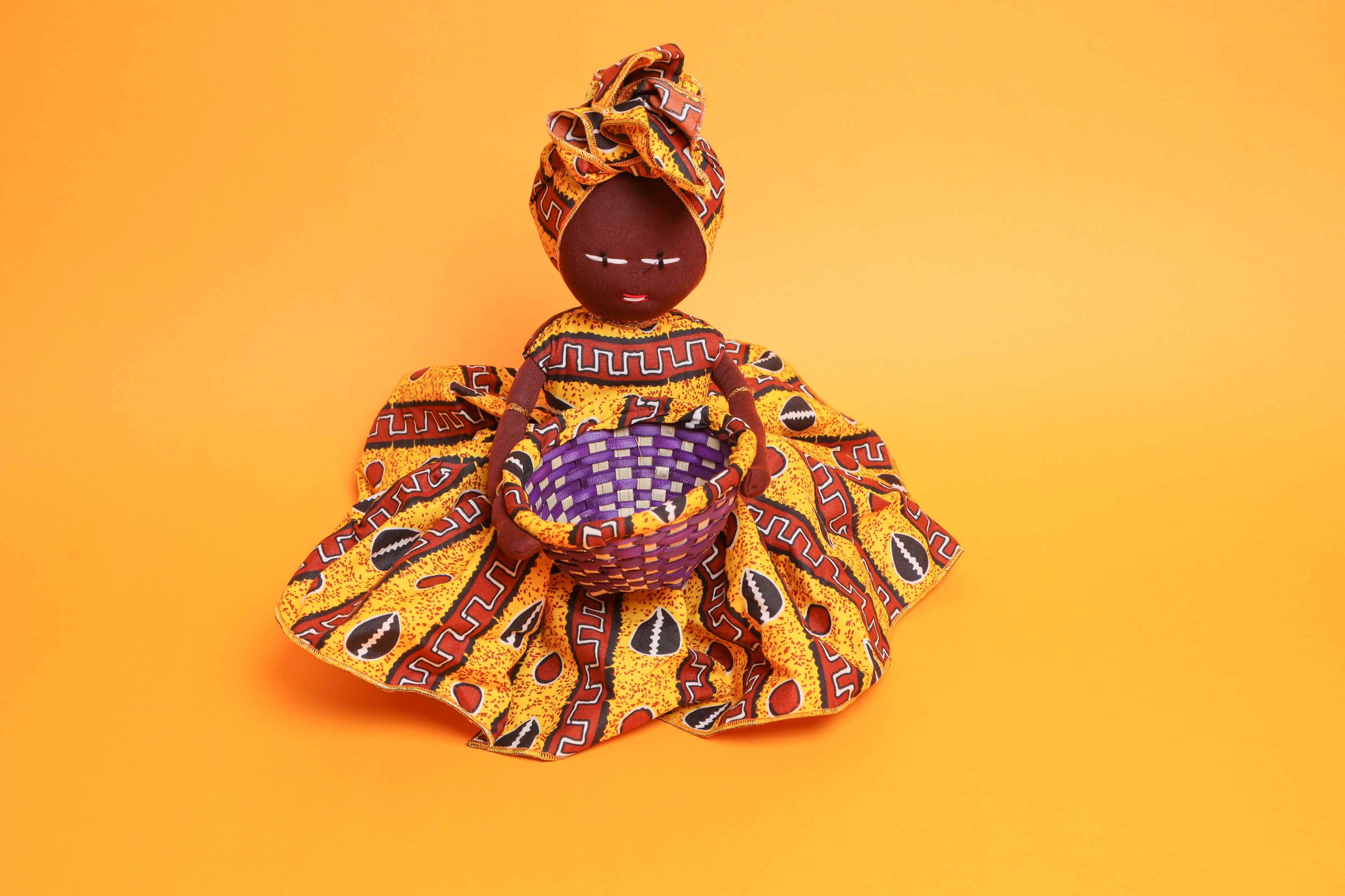 Handmade African dolls with Basket