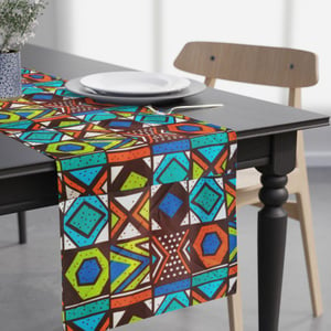 Neon Table Runner & Napkin Set - African Mud Cloth, Ntoma, Ankara