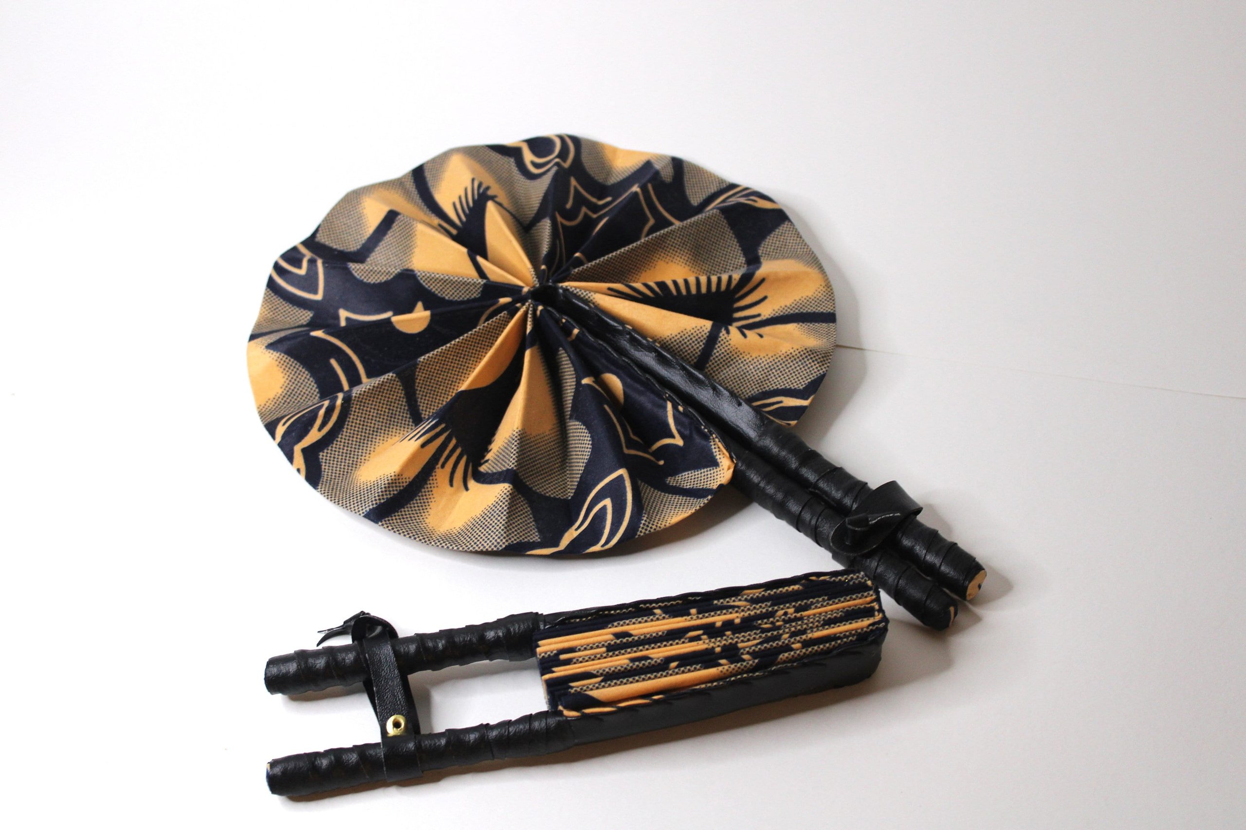 African Ankara Print Handheld Folding Fan – Cool & Warm Floral Print