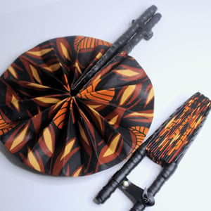 African Ankara Print Handheld Folding Fan - Autumn Leaves Print