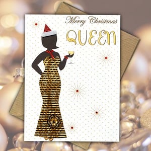 Personalised fabric Christmas card for fun loving queens!