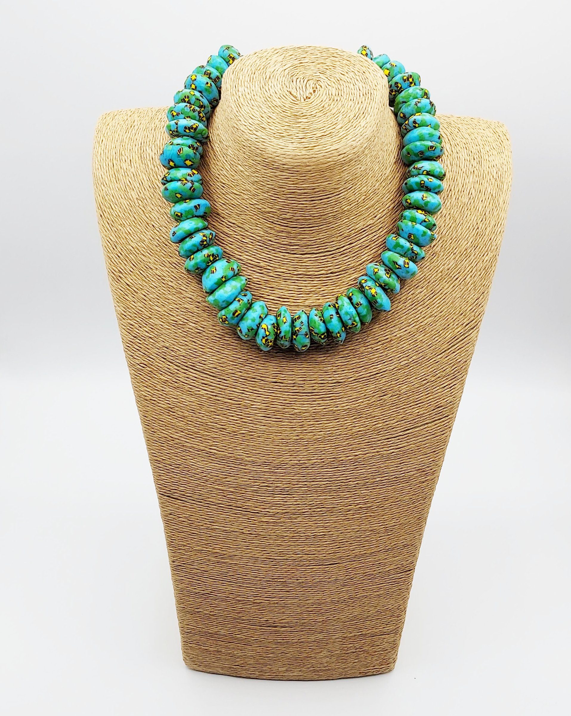Emerald Krobo Glass Beads Handmade Necklace