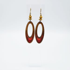 Wooden Gold Oval Handmade Earrings