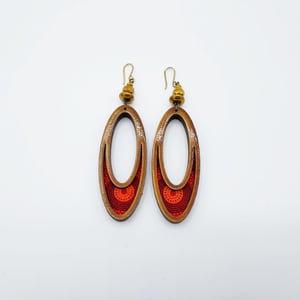 Wooden Gold Oval Handmade Earrings