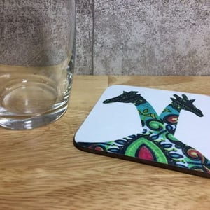 Giraffe coasters - pack of 4 with glass
