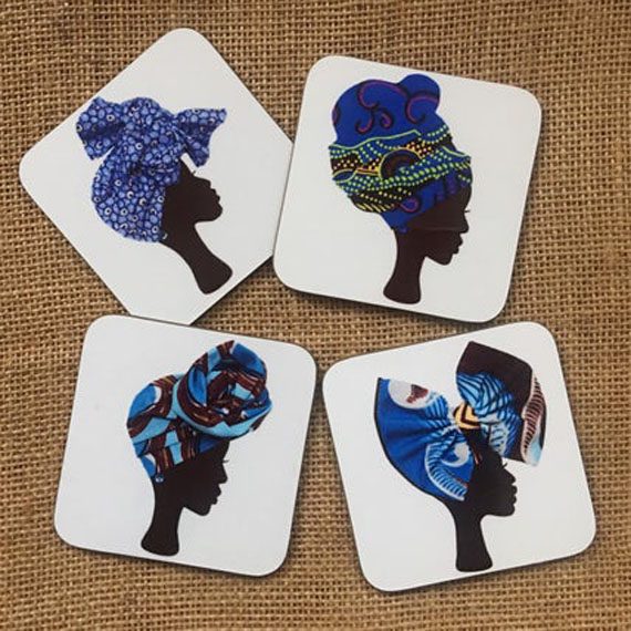 Blue headwrap coasters – pack of 4