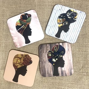 Brown mix headwrap coasters - pack of 4