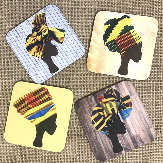 Yellow headwrap coasters – pack of 4