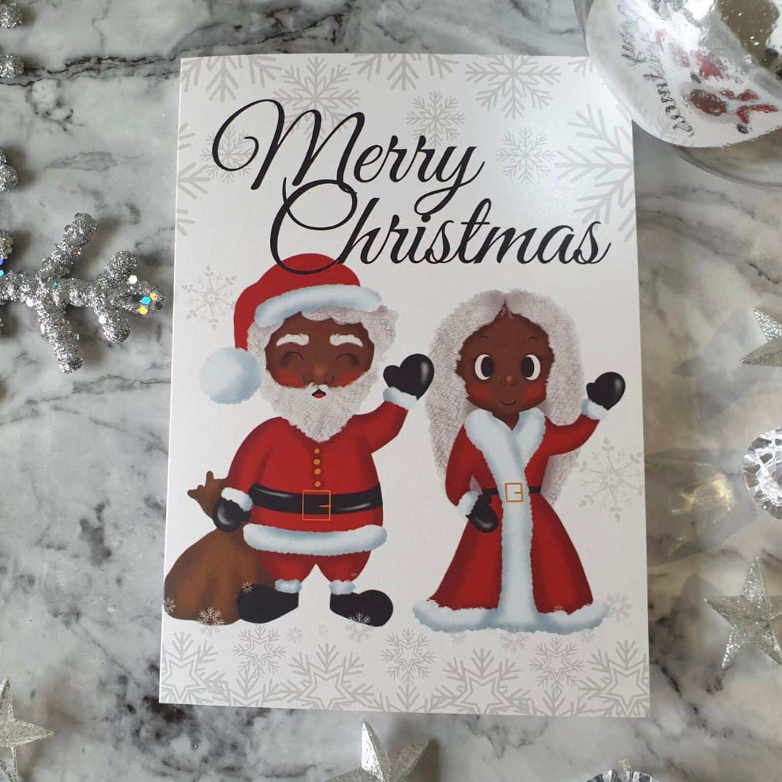 Black Santa and Mrs Claus Christmas Card