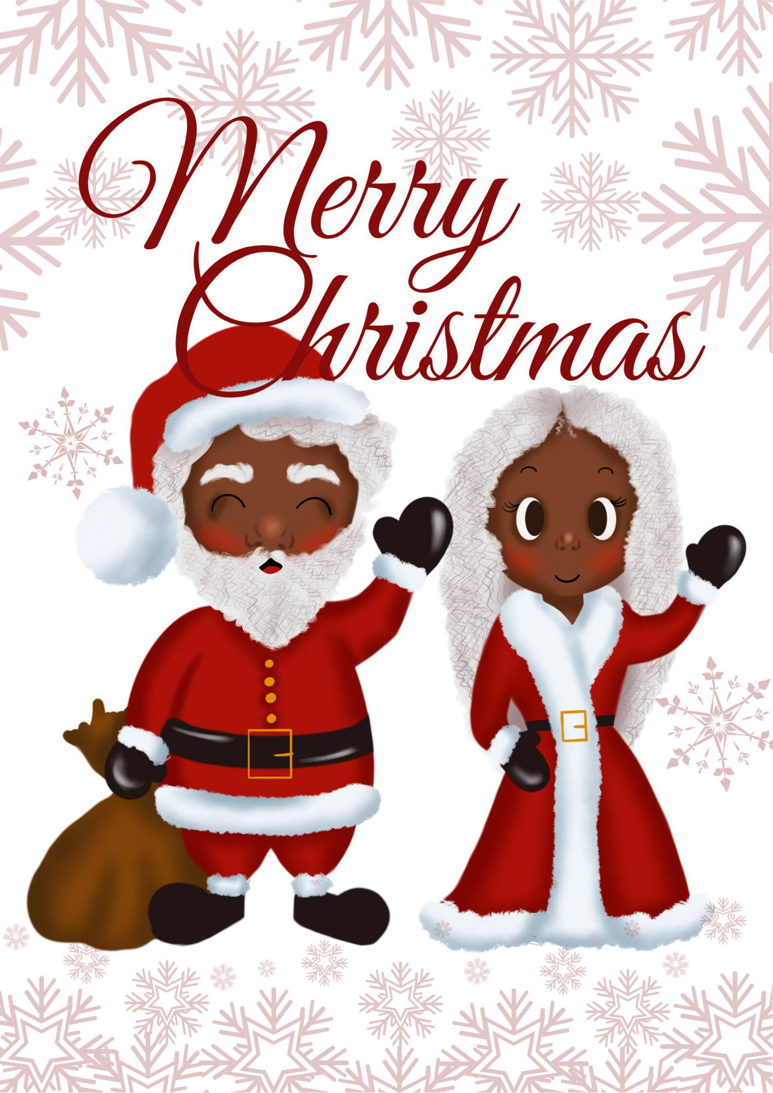 Black Santa and Mrs Claus Christmas Card
