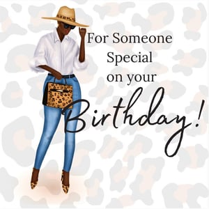 Black Lady Loves Leopard Birthday Card