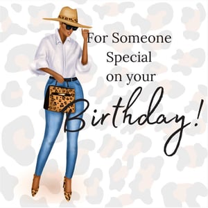 Black Lady Loves Leopard Birthday Card