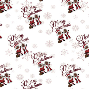 Black Santa and Mrs Claus Merry Christmas Wrapping Paper - Red writing