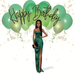 Emerald Diva Happy Birthday Card