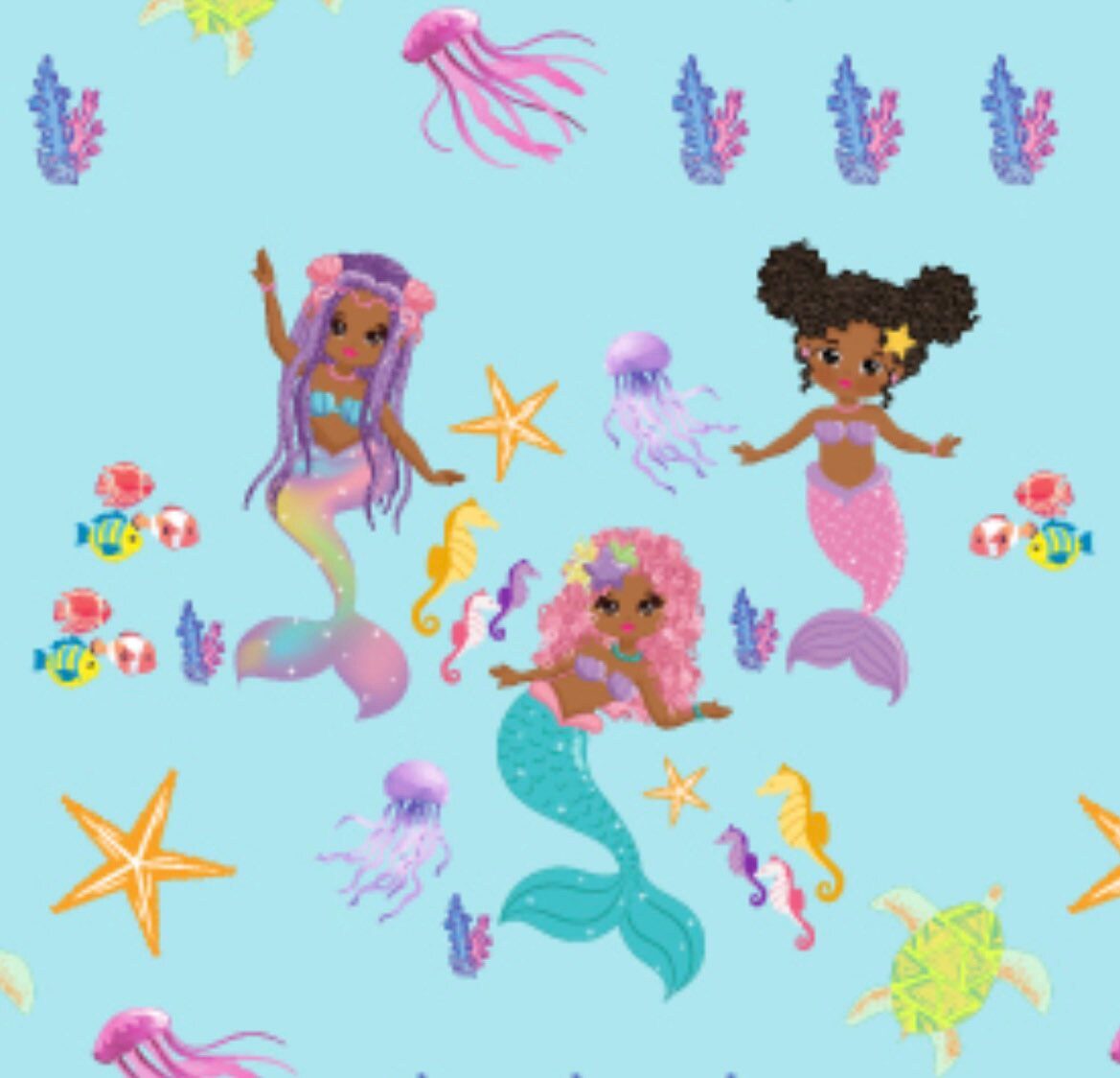 Cute Black Mermaids undersea Wrapping Paper