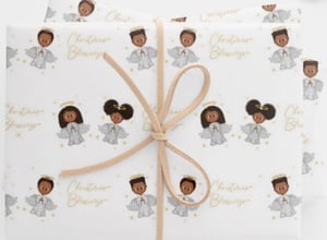 Black Christmas Angels Wrapping Paper wrapped