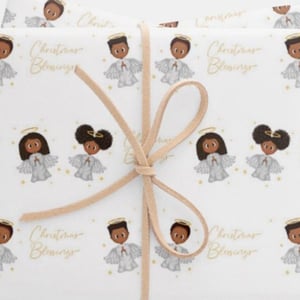 Black Christmas Angels Wrapping Paper wrapped