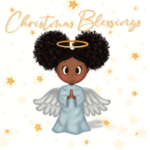 Black Starry Christmas Angel Card Pack