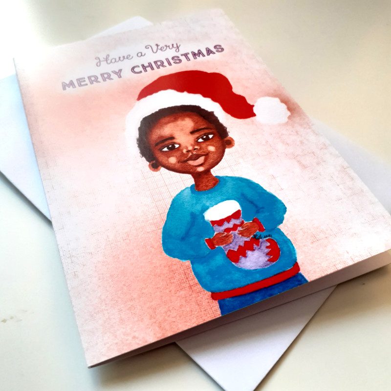 Kids Christmas Card for a Little Black Boy by Stacey-Ann Cole Art