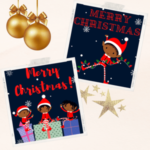 Black Elf Square Christmas Card Bundle - Pack of Ten