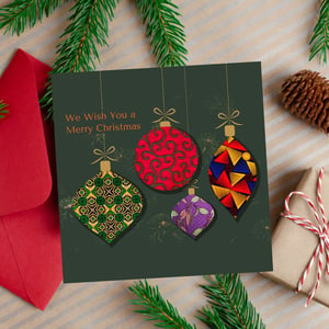 Christmas Baubles Card, Afrocentric Christmas Card Set, wakuda, greeting cards