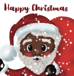 Black Santa Caught in Snow Card