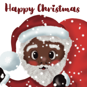 Black Santa Caught in Snow Card